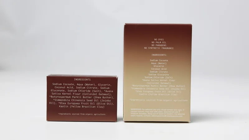 The back panels of both Mellow Blush cartons, listing every ingredient.